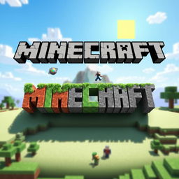 A creative and colorful visual representation of a customized Minecraft name, featuring blocky letters made of various Minecraft materials such as grass, diamonds, and stone