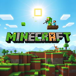 A creative and colorful visual representation of a customized Minecraft name, featuring blocky letters made of various Minecraft materials such as grass, diamonds, and stone