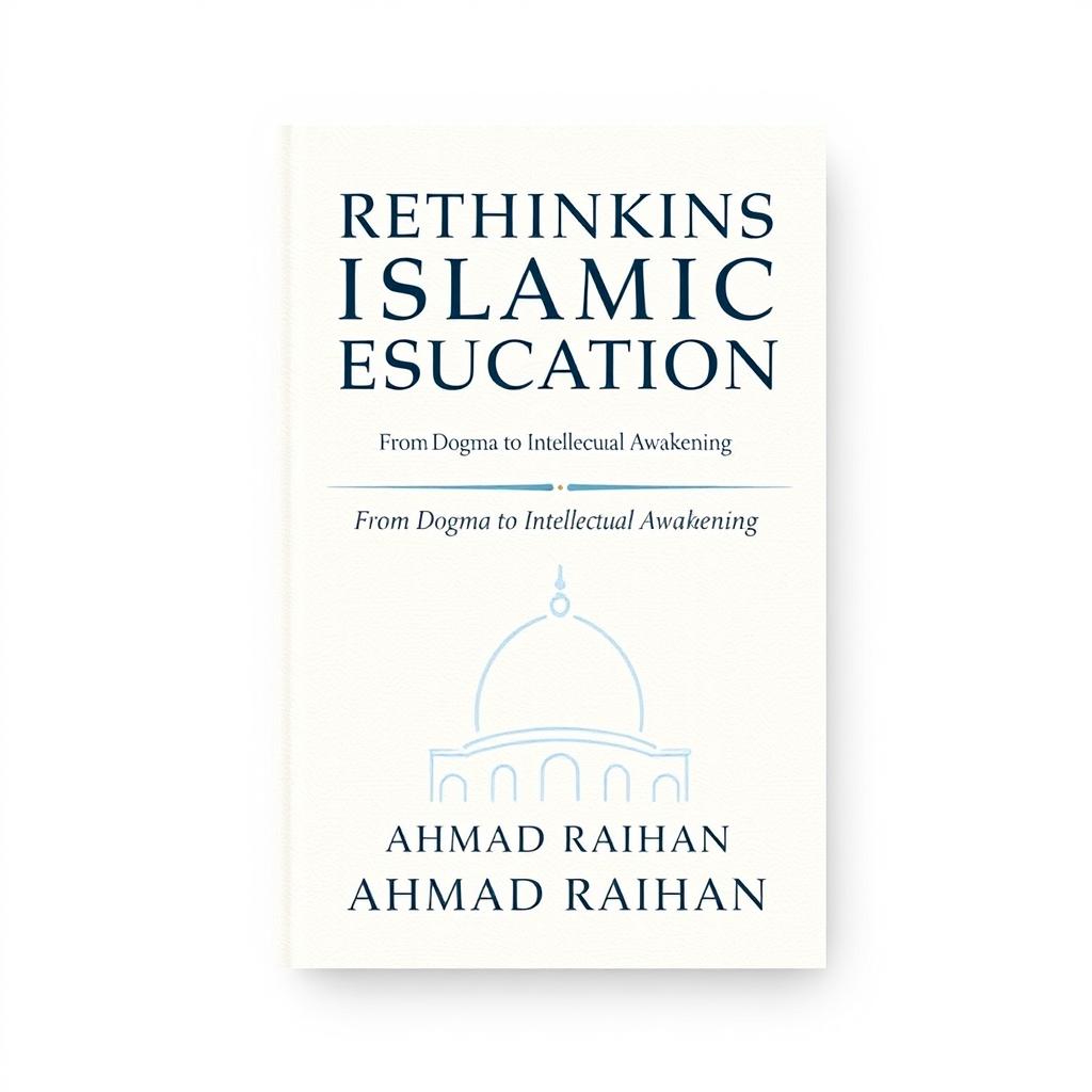 A contemporary book cover design for 'Rethinking Islamic Education: From Dogma to Intellectual Awakening' by AHMAD RAIHAN, formatted for A4 size