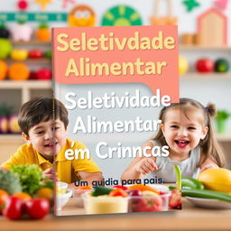 A vibrant eBook cover design for a parenting guide titled "Seletividade Alimentar em Crianças: Um Guia para Pais"