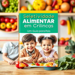 A vibrant eBook cover design for a parenting guide titled "Seletividade Alimentar em Crianças: Um Guia para Pais"