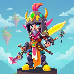 A cool wacky warrior avatar for a gamer, featuring a unique and colorful design
