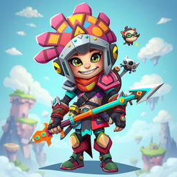 A cool wacky warrior avatar for a gamer, featuring a unique and colorful design