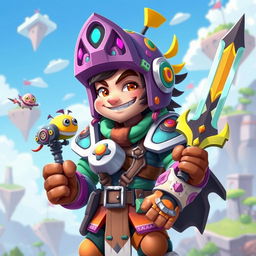 A cool wacky warrior avatar for a gamer, featuring a unique and colorful design