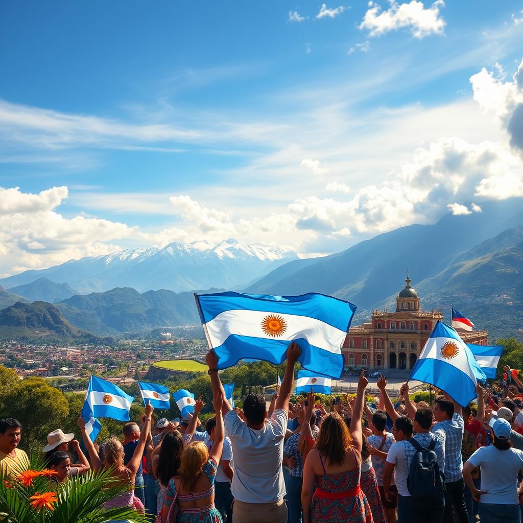 A breathtaking and cinematic depiction of the freedom of Argentina, showcasing vast landscapes filled with vibrant colors