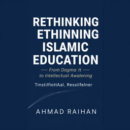 A modern book cover design for 'Rethinking Islamic Education: From Dogma to Intellectual Awakening' authored by AHMAD RAIHAN, formatted for A4 paper size