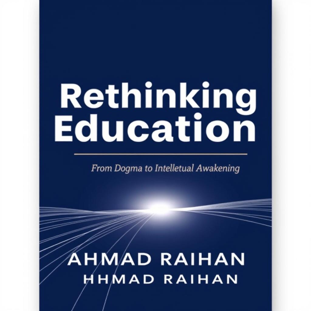 A modern book cover design for 'Rethinking Islamic Education: From Dogma to Intellectual Awakening' authored by AHMAD RAIHAN, formatted for A4 paper size