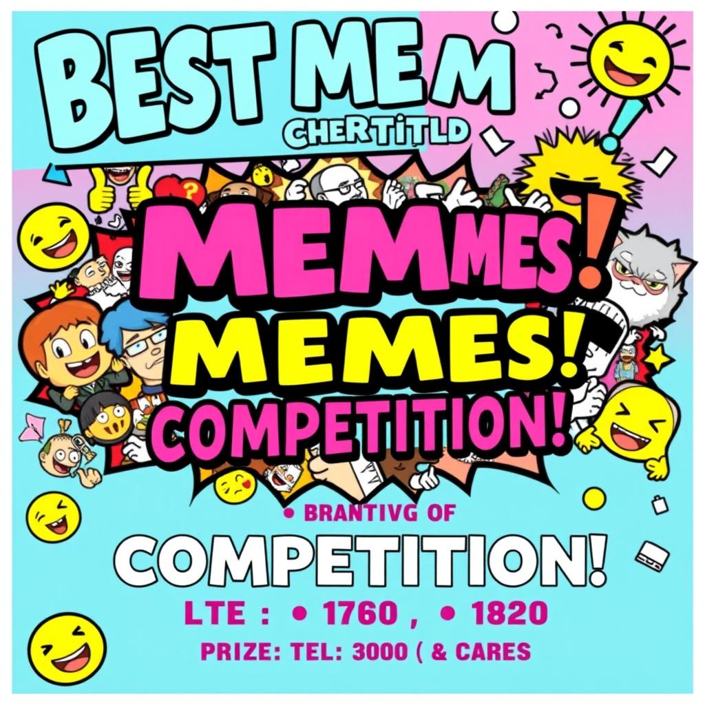 A vibrant and eye-catching poster design for a 'Best Memes Competition'