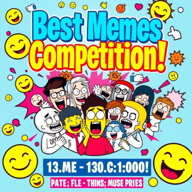 A vibrant and eye-catching poster design for a 'Best Memes Competition'