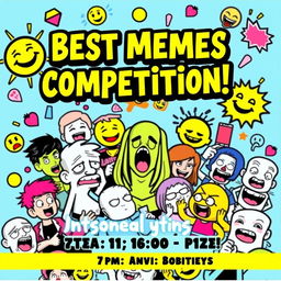 A vibrant and eye-catching poster design for a 'Best Memes Competition'