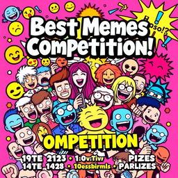 A vibrant and eye-catching poster design for a 'Best Memes Competition'