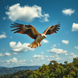 A visually stunning representation of a majestic bird in flight, its wings spread wide in an impressive display of envergadura