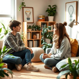 A serene and inviting scene depicting a warm and supportive environment for a counseling academy