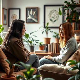 A serene and inviting scene depicting a warm and supportive environment for a counseling academy