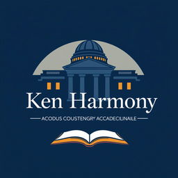A creative logo for an academic counseling academy named 'Ken Harmony'