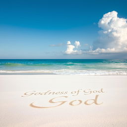 A serene beach scene with fine white sand stretching under gentle sunlight