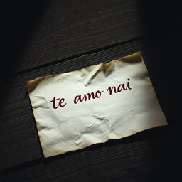 A dramatic and evocative image featuring a handwritten love letter meticulously crafted with a deep red ink that resembles blood
