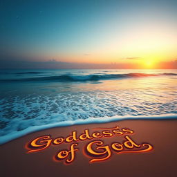 A tranquil tropical ocean at twilight, featuring gentle waves lapping against soft golden sand