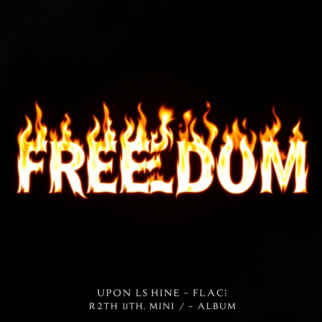 The text 'FREEDOM' in bold, striking white flame letters, creating a bold and eye-catching design
