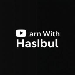 An attractive black and white logo for a YouTube channel titled 'Learn With Hasibul'