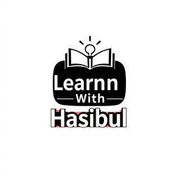 An attractive black and white logo for a YouTube channel titled 'Learn With Hasibul'