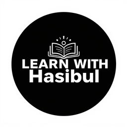 An attractive black and white logo for a YouTube channel titled 'Learn With Hasibul'