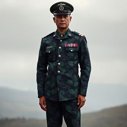 A full-length portrait of a military officer standing confidently