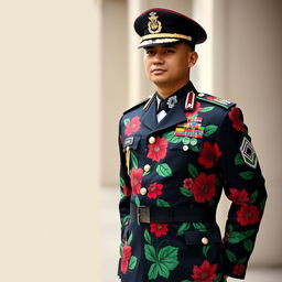 A full-length portrait of a military officer standing with pride