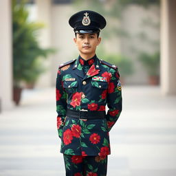A full-length portrait of a military officer standing with pride