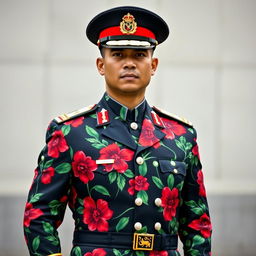 A full-length portrait of a military officer standing with pride