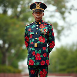 A full-length portrait of a military officer standing with pride