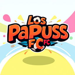 A vibrant and animated logo design featuring the name 'Los Papuss FC'