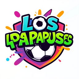 A vibrant and animated logo design featuring the name 'Los Papuss FC'