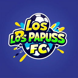 A vibrant and animated logo design featuring the name 'Los Papuss FC'