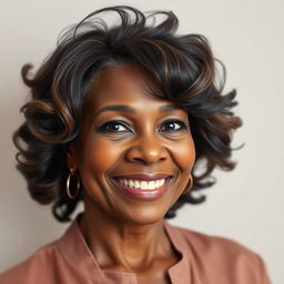 A portrait of a 55-year-old black woman, exuding confidence and grace