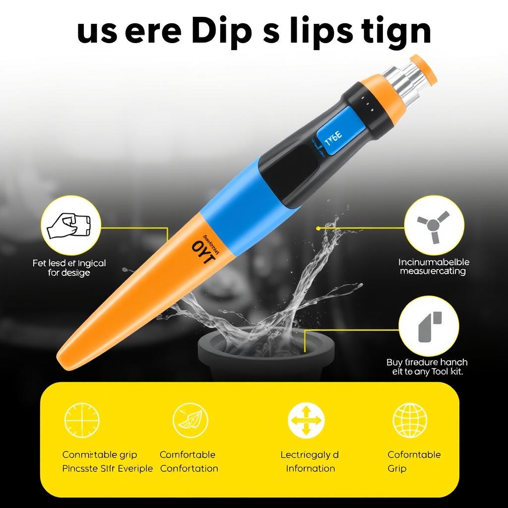 A visually appealing and ergonomic design for a dipstick, showcasing its user-friendly features