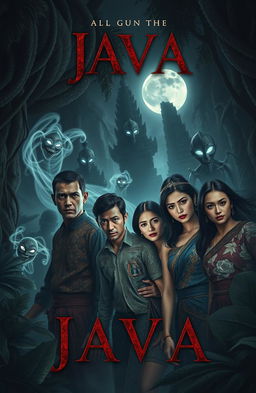 A chilling horror book cover featuring a diverse group of men and women as central characters