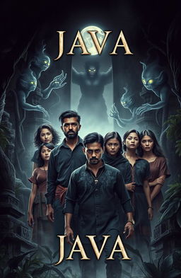 A chilling horror book cover featuring a diverse group of men and women as central characters