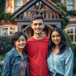 Three women standing in front of a 20-year-old young man, creating a lively and engaging scene