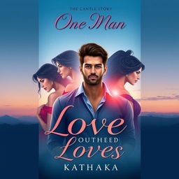 A captivating e-book cover for a story by Kathaka, illustrating the theme of one man with three loves