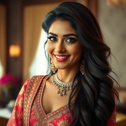 A highly detailed portrait of a glamorous South Asian actress, inspired by Kajal Aggarwal