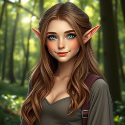 A young woman resembling Sabrina Carpenter, featuring fair skin and pointy ears