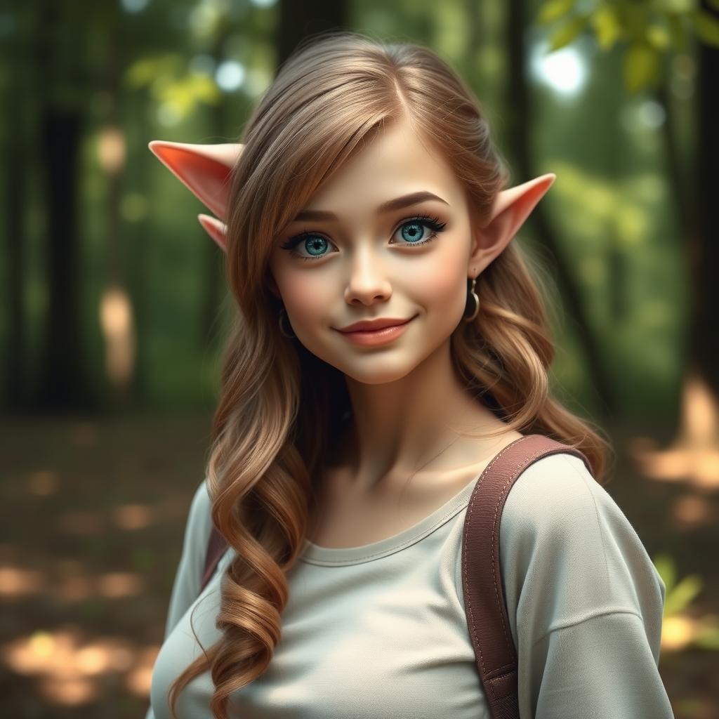 A young woman resembling Sabrina Carpenter, featuring fair skin and pointy ears