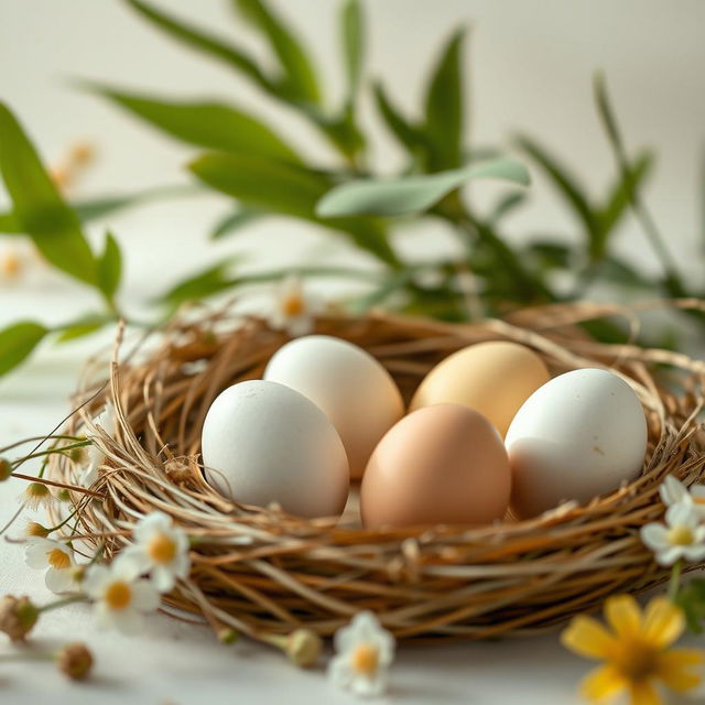 Aesthetic video featuring duck eggs in a beautifully arranged setting