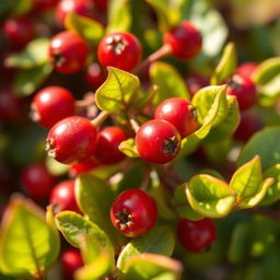 A vibrant close-up of fresh barberry berries, showcasing their bright red color and distinct oval shape