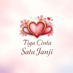 A captivating book cover design for the novel 'Tiga Cinta Satu Janji', which explores various types of relationships