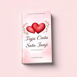 A captivating book cover design for the novel 'Tiga Cinta Satu Janji', which explores various types of relationships