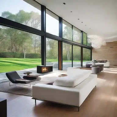 The sleek lines and open spaces of the contemporary house were influenced by pavlovian principles of architecture and interior design.