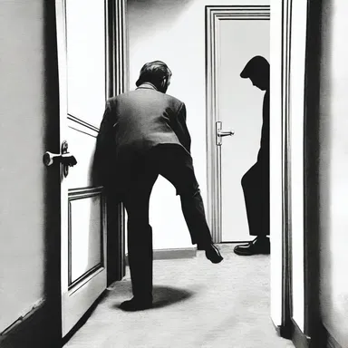 The peeping tom slowly crept towards the unsuspecting victim, his twisted desire overpowering any sense of reason.