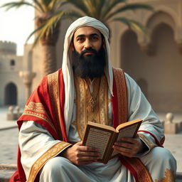 A historical portrayal of Uthman Ibn Affan, the third caliph of Islam, depicted in a respectful and dignified manner